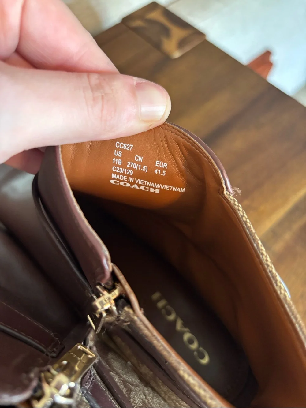 COACH Dean Leather Signature Canvas Ankle Bootie Boot Brown Walnut CC627 Size 11